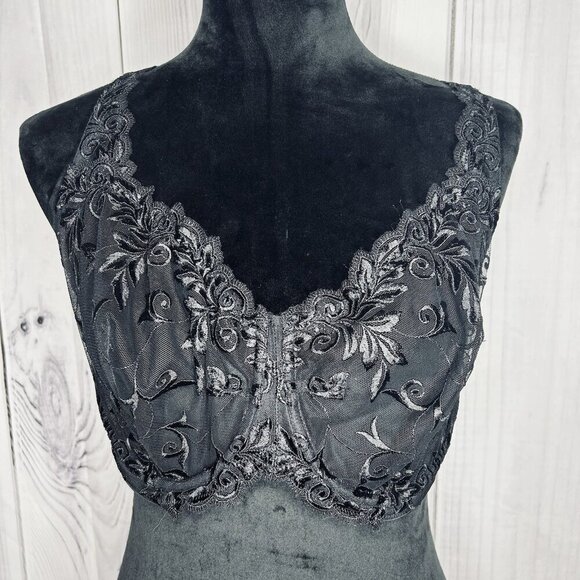 Soma 38G Bra Black Sensuous Lace Unlined Sheer Cup Underwire Embroidered - Picture 1 of 6